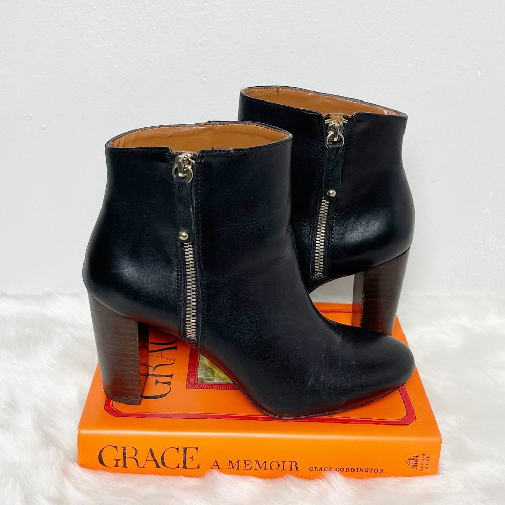 Zara Black Leather Ankle Boots - 7 1/2